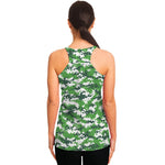 Green And White Digital Camo Print Women's Racerback Tank Top