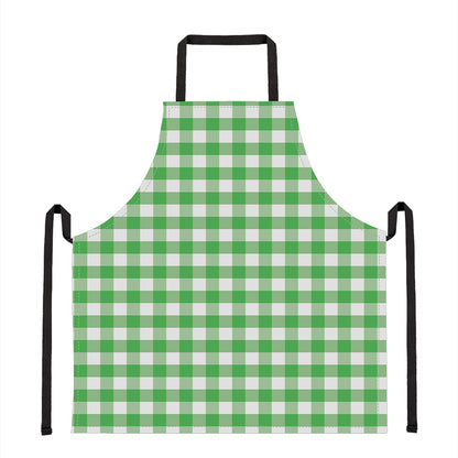 Green And White Gingham Pattern Print Apron