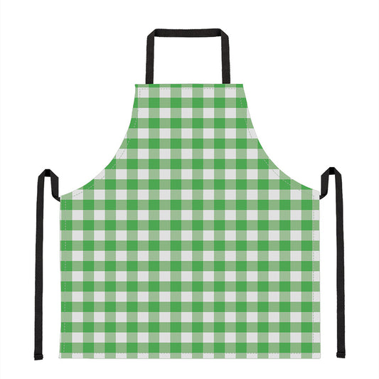 Green And White Gingham Pattern Print Apron