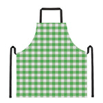 Green And White Gingham Pattern Print Apron