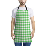 Green And White Gingham Pattern Print Apron