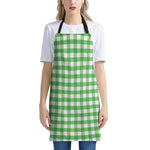 Green And White Gingham Pattern Print Apron