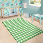 Green And White Gingham Pattern Print Area Rug