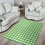 Green And White Gingham Pattern Print Area Rug