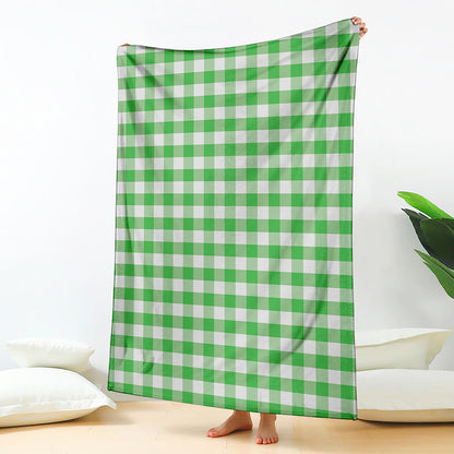 Green And White Gingham Pattern Print Blanket