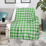 Green And White Gingham Pattern Print Blanket