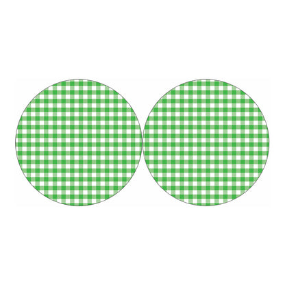 Green And White Gingham Pattern Print Car Coasters