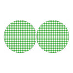 Green And White Gingham Pattern Print Car Coasters
