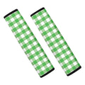 Green And White Gingham Pattern Print Car Seat Belt Covers