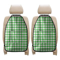 Green And White Gingham Pattern Print Car Seat Organizers