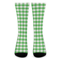 Green And White Gingham Pattern Print Crew Socks