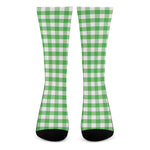 Green And White Gingham Pattern Print Crew Socks