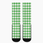 Green And White Gingham Pattern Print Crew Socks