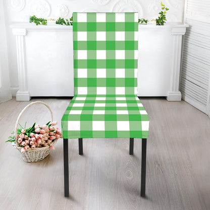 Green And White Gingham Pattern Print Dining Chair Slipcover