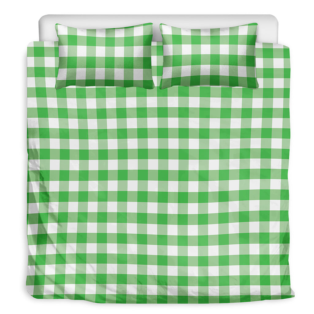Green And White Gingham Pattern Print Duvet Cover Bedding Set