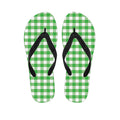 Green And White Gingham Pattern Print Flip Flops
