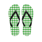 Green And White Gingham Pattern Print Flip Flops