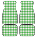 Green And White Gingham Pattern Print Front and Back Car Floor Mats