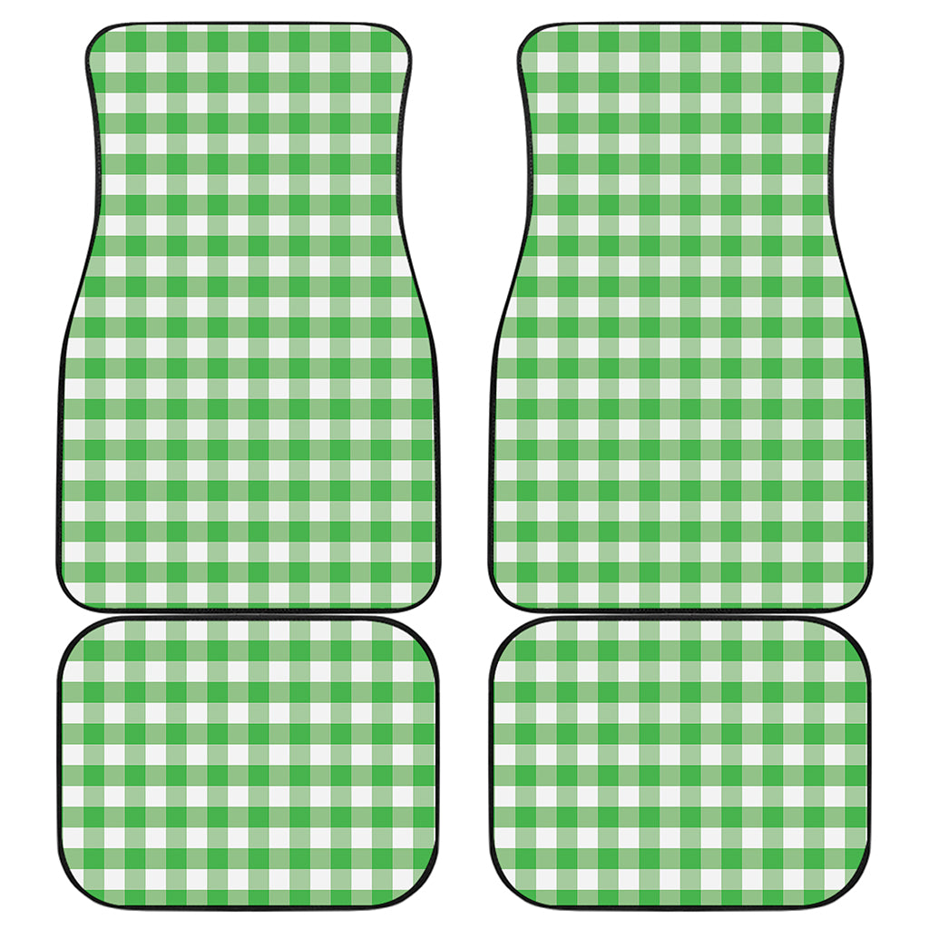 Green And White Gingham Pattern Print Front and Back Car Floor Mats