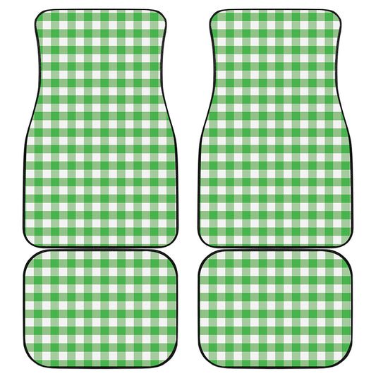 Green And White Gingham Pattern Print Front and Back Car Floor Mats