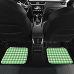 Green And White Gingham Pattern Print Front and Back Car Floor Mats