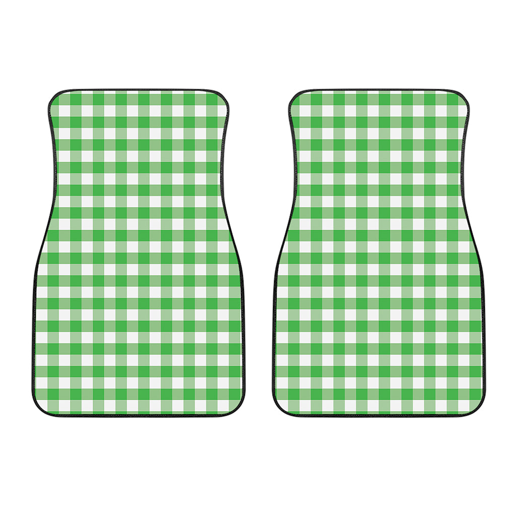 Green And White Gingham Pattern Print Front Car Floor Mats