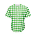 Green And White Gingham Pattern Print Men's Baseball Jersey