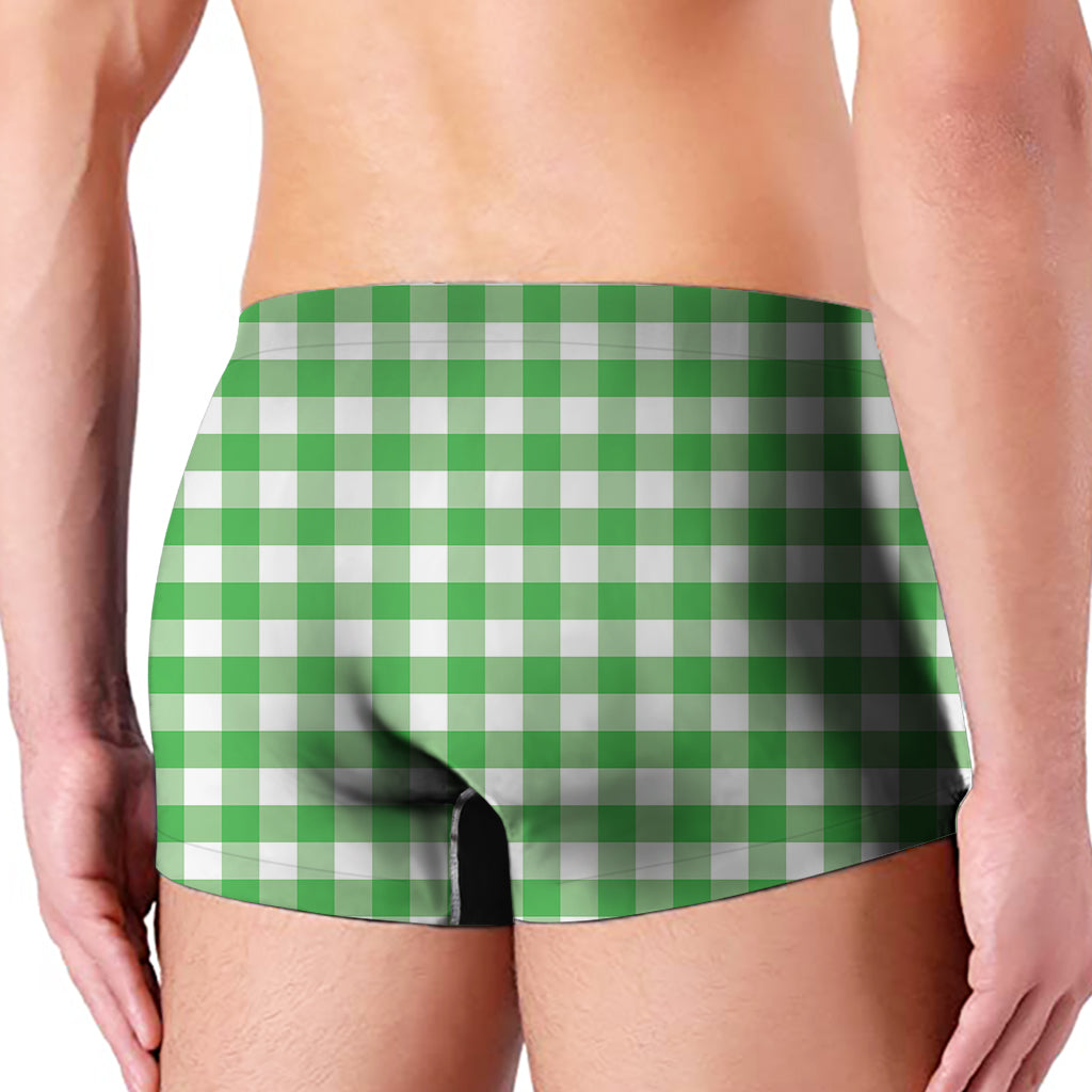 Green And White Gingham Pattern Print Men's Boxer Briefs