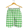 Green And White Gingham Pattern Print Men's Shorts