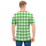 Green And White Gingham Pattern Print Men's T-Shirt