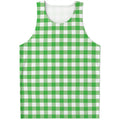 Green And White Gingham Pattern Print Men's Tank Top