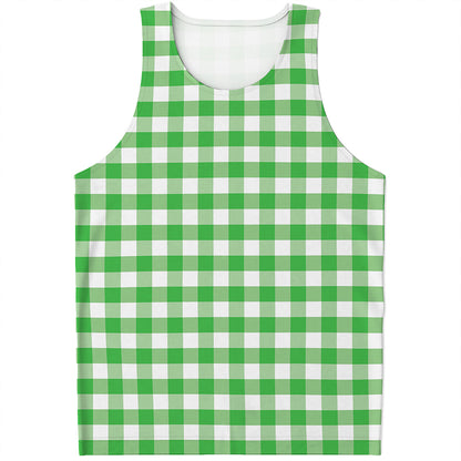 Green And White Gingham Pattern Print Men's Tank Top