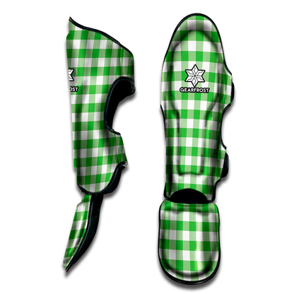 Green And White Gingham Pattern Print Muay Thai Shin Guard
