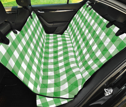 Green And White Gingham Pattern Print Pet Car Back Seat Cover