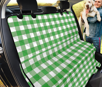 Green And White Gingham Pattern Print Pet Car Back Seat Cover