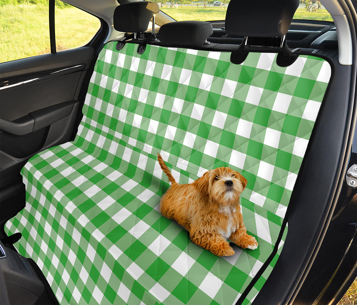 Green And White Gingham Pattern Print Pet Car Back Seat Cover