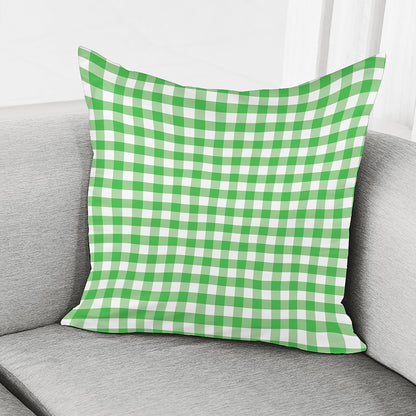 Green And White Gingham Pattern Print Pillow Cover