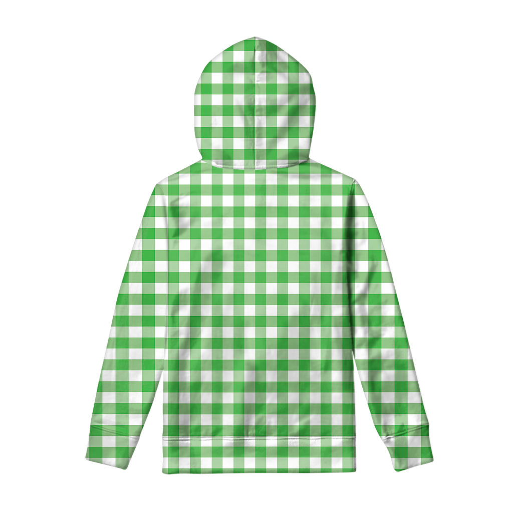 Green And White Gingham Pattern Print Pullover Hoodie