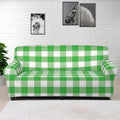 Green And White Gingham Pattern Print Sofa Cover