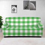 Green And White Gingham Pattern Print Sofa Cover