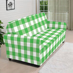 Green And White Gingham Pattern Print Sofa Cover