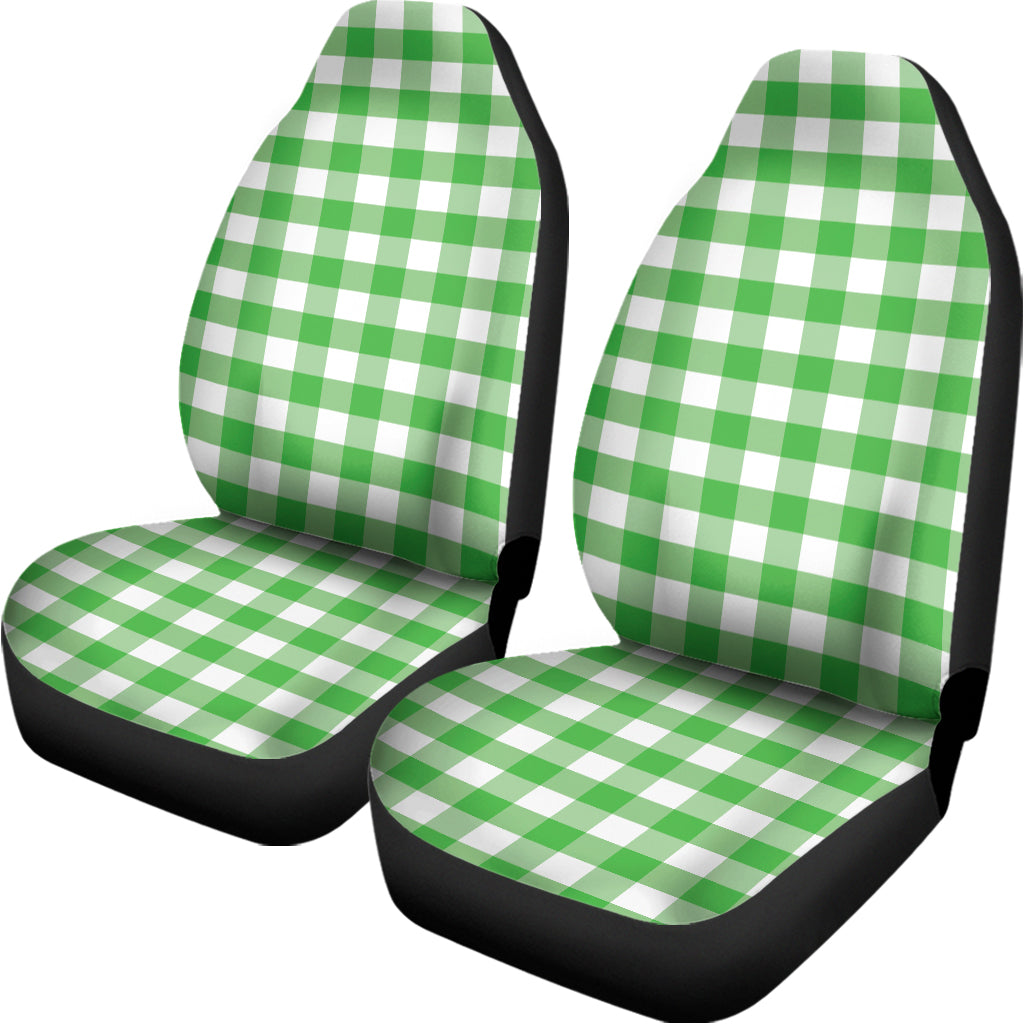 Green And White Gingham Pattern Print Universal Fit Car Seat Covers