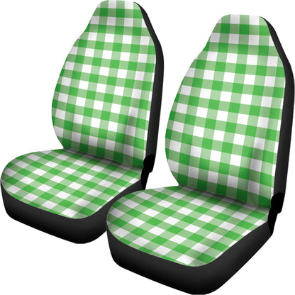 Green And White Gingham Pattern Print Universal Fit Car Seat Covers