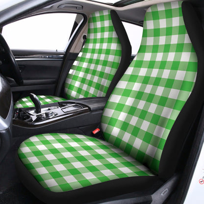 Green And White Gingham Pattern Print Universal Fit Car Seat Covers