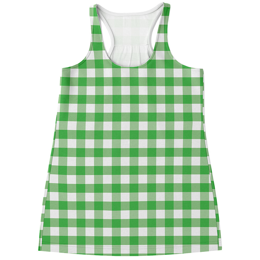 Green And White Gingham Pattern Print Women's Racerback Tank Top