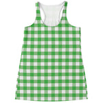 Green And White Gingham Pattern Print Women's Racerback Tank Top