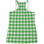 Green And White Gingham Pattern Print Women's Racerback Tank Top
