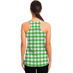 Green And White Gingham Pattern Print Women's Racerback Tank Top