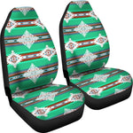Green And White Native Mexican Tribal Universal Fit Car Seat Covers GearFrost