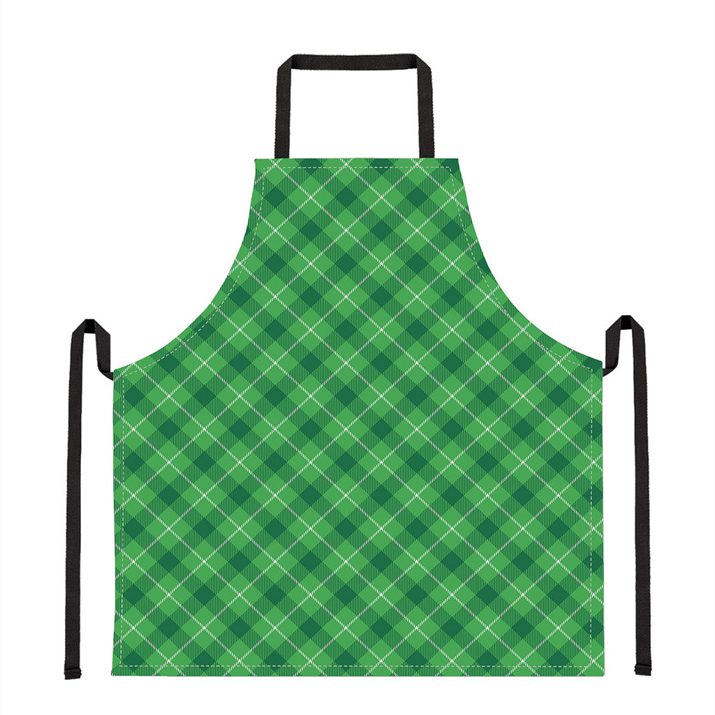 Green And White Plaid Pattern Print Apron